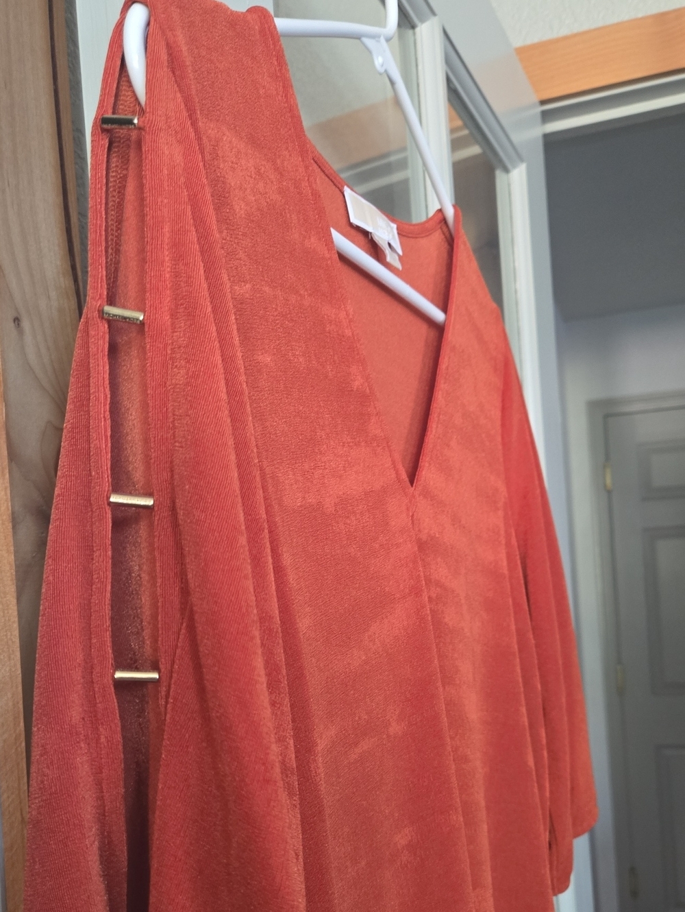 Michael Kors Burnt Orange Top with Gold Label Detail